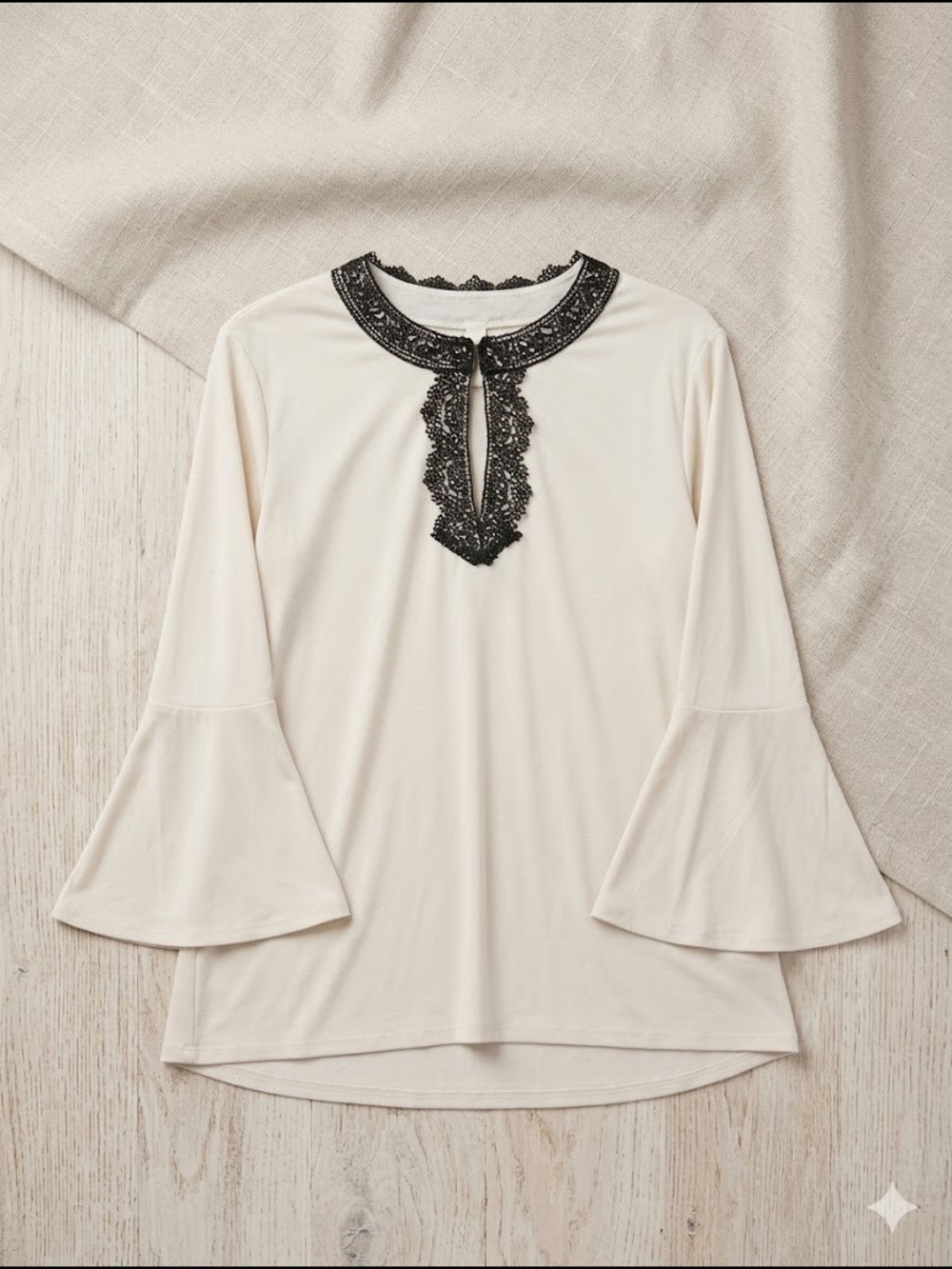 ✨ Boho Chic Cream & Lace Statement Blouse